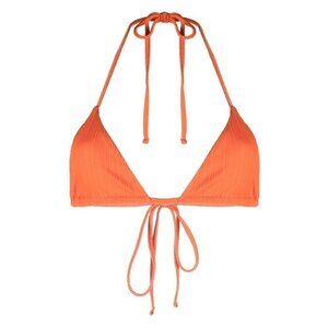 Frankies Bikinis Logo-Print Bikini Top Orange Size: M - NWT